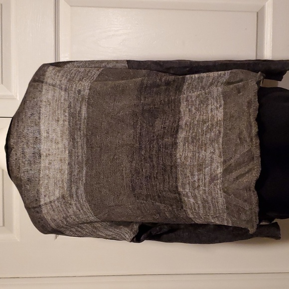 Eileen Fisher Organic Linen Women's Gray/Black Open Weave Sweater - Size Large - Picture 5 of 8